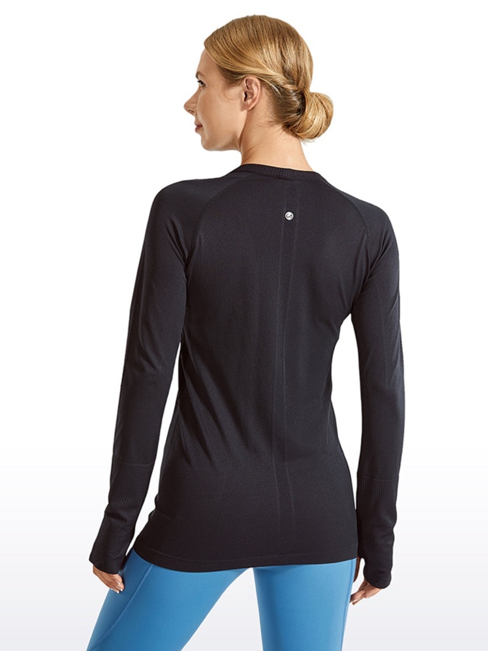 CRZ YOGA LARGE WOMENS ATHLETIC BLACK Speedy Seamless Long Sleeves Slim Fit